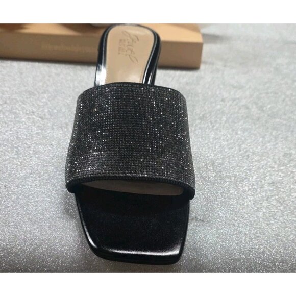 Jewel Badgley Mischka Harlyn Block Heeled Mules Women's 8.5 Black Crystal. Ws325 - Picture 2 of 6